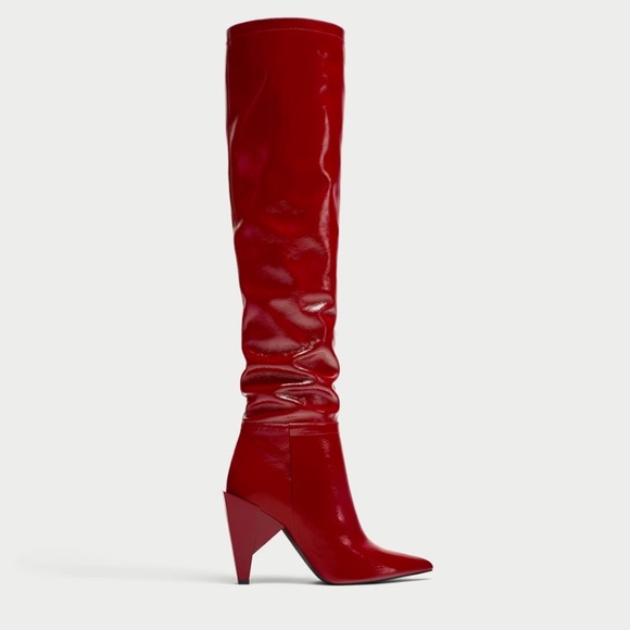 red patent boots zara
